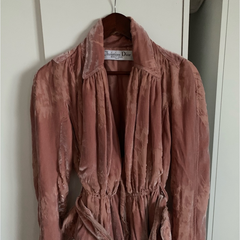 Christian Dior one of a kind Designer Runway Blush Pink Velvet Blazer.